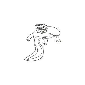 One-Line Beauty Axolotl Drawing to Practice Shape Balance and Unusual Animal Forms