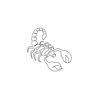 Wild scorpion continuous line drawing for beginners.