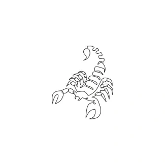 Easy scorpion continuous line nature sketch.