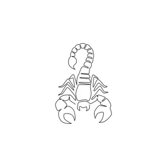 Simple continuous line scorpion desert nature drawing.