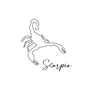 Minimal desert scorpion one line art drawing.