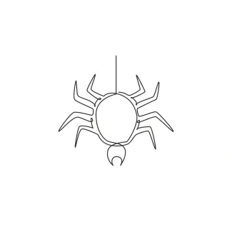Spider web making Spider pulling out web one line sketch.