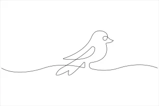 Cute bird "One Line Cute Bird Sketch: A Simple Way to Illustrate Playful Animal Shapes"