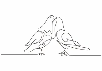 Doves Couple "Minimalist One Line Drawing of Two Doves: A Representation of Unity in Art"