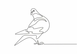 Pigeon "One Line Pigeon Drawing: A Simple and Recognizable Urban Wildlife Sketch"