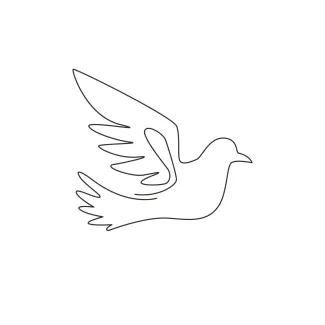 Flying Dove Simple One Line Drawing of a Flying Dove: Practice Light Shapes and Calm Motion