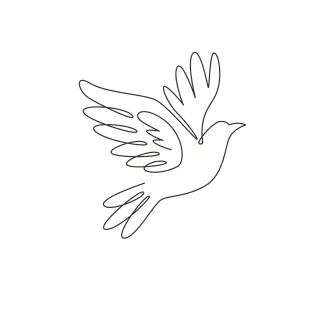 Elegant Fly Dove Cute Pigeon One Line Flying Pigeon-Dove Drawing: Learn Gentle Bird Motion with Simple Shapes