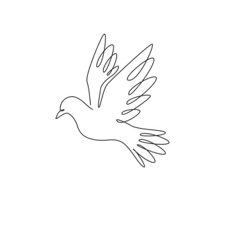 Flying Dove "One Line Dove Drawing: A Minimalist Symbol of Peace in Motion"