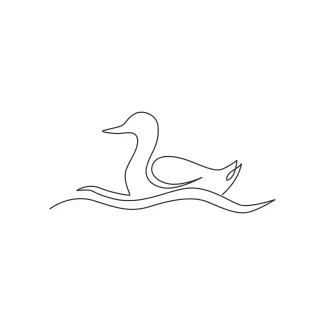 White Duck "Minimalist One Line Duck Drawing: A Simple and Friendly Waterfowl Study"