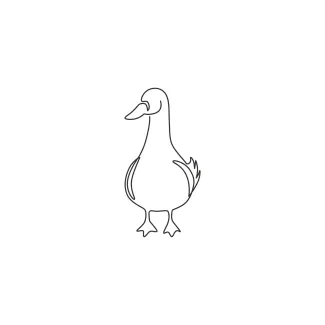 Cute Funny White Duck "One Line Duck Drawing: A Minimalist and Playful Illustration of a Familiar Bird"