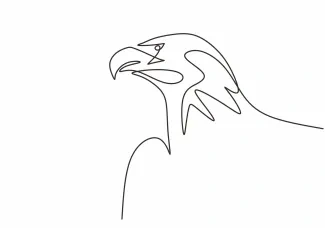 Eagle Or Falcon Head "One Line Eagle or Falcon Head Drawing: A Simple Way to Depict Focus and Power"
