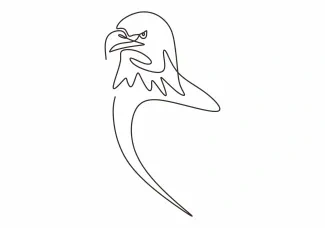 "Minimalist One Line Eagle or Falcon Head: A Sharp and Impactful Art Study"
