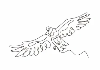 Eagle Or Hawk Bird "One Line Drawing of an Eagle or Hawk: An Artistic Exercise in Bold Simplicity"