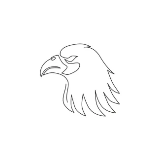 Heroic Eagle Head Falcon Bird Eagle-Falcon Head One Line Drawing: Draw Powerful Bird Faces with Simplicity