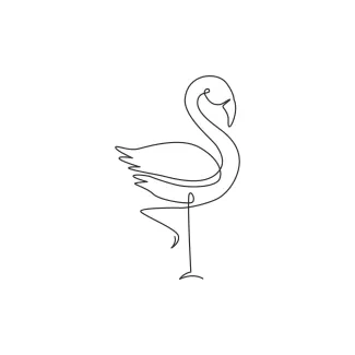 One Line Exotic Flamingo Drawing: Practice Simple Animal Art with Unique Shapes