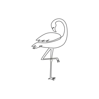 Beautiful Flamingo Bird Flamingo Bird One Line Drawing: Easy Practice for Graceful Animal Forms