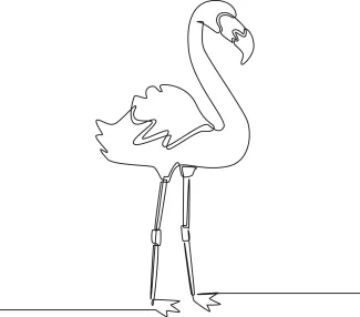 Flamingo Bird One-Line Flamingo Bird Sketch: Master Curved Necks and Legs in One Simple Form