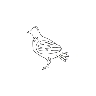 Grouse Bird Shooting Bird "Minimalist One Line Grouse Drawing: Capturing a Fast-Flushing Bird in Simple Art"