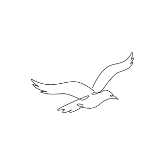 Wild Seagull Cute Bird "One Line Drawing of a Seagull: A Minimalist Approach to Coastal Freedom"