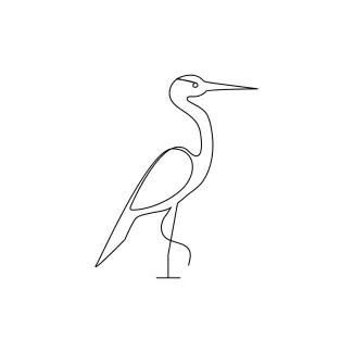 Heron bird "Simplified Heron Bird Drawing: A Single-Line Approach to Minimalist Art"