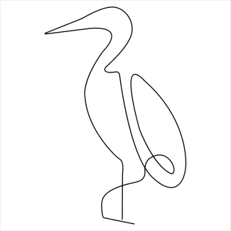 Heron bird "Minimalist Heron Bird Illustration: A Simple Way to Explore Unique Animal Forms"