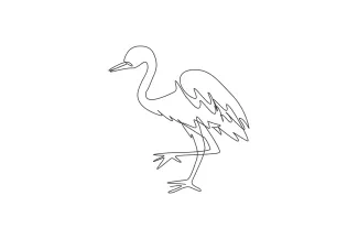 Cute Heron "Minimalist One Line Heron Drawing: Capturing Elegance in a Simple Art Style"