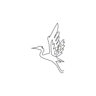 Beautiful Flying Heron One Line Flying Heron Drawing: Learn Long Wing and Neck Shapes Easily