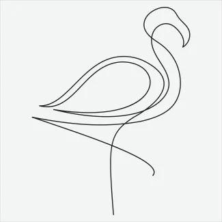 Flamingo "Minimalist One-Line Flamingo Drawing: Capturing the Poise of a Tropical Bird"