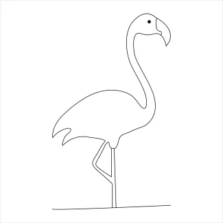 Standing Heron "Minimalist One-Line Standing Heron Drawing: Capturing Poise and Precision in Simple Art"
