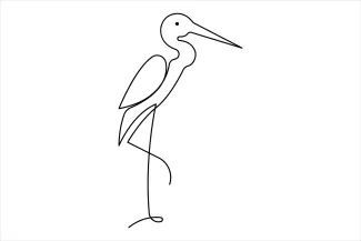 Adorable heron bird "One Line Adorable Heron Art: A Simplified Way to Illustrate Unique Bird Shapes"