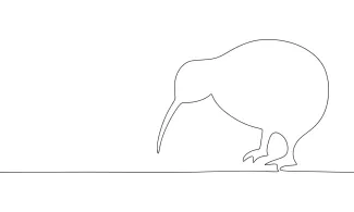 "Minimalist One-Line Kiwi Drawing: Capturing the Uniqueness of a Flightless Bird"