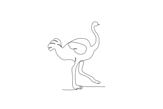 Ostrich Walking "One-Line Ostrich Drawing: A Minimalist Study of Motion and Strength"