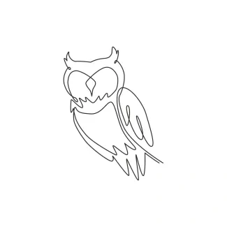 Elegant Owl Minimalist Drawing of an Elegant Owl: One-Line Art for Observation Skills