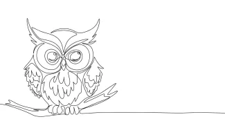 Cute Little Owl "One-Line Owl Drawing: A Minimalist Approach to Capturing Nocturnal Charm"