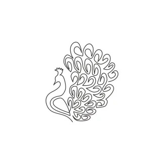 Beauty Peacock Big Pretty Bird "One Line Peacock Drawing: A Minimalist Approach to Elegance and Ornate Beauty"