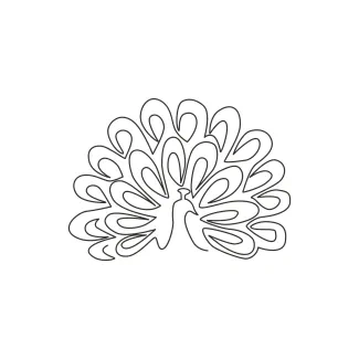 Beautiful Peacock Big Avian "Minimalist One Line Peacock Drawing: Capturing Grandeur in Simple Artistic Form"