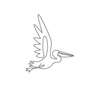 Cute Pelican Large Bird "One Line Pelican Drawing: A Minimalist Approach to a Majestic Waterbird"