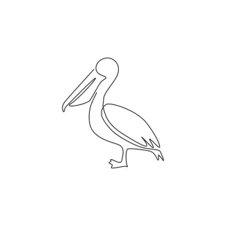 Cute Pelican Big Bird "Minimalist One Line Pelican Drawing: Capturing a Majestic Waterbird in Simple Art"