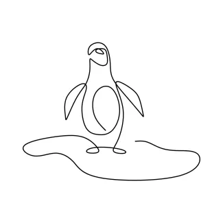 Penguin Standing In The Ice One Line Penguin Drawing: Practice Animal Shapes with a Cool Winter Bird