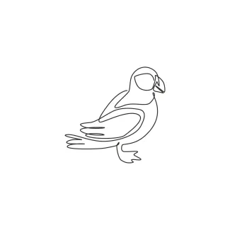 Puffin Pelagic Seabirds "One Line Puffin Drawing: A Minimalist Approach to Capturing a Seabird’s Charm"