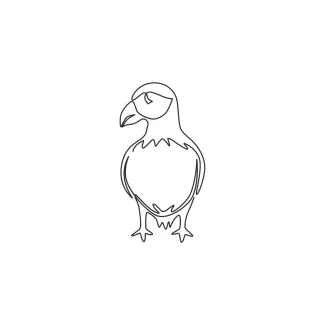 Puffin Sea Bird "Minimalist One Line Puffin Drawing: Capturing a Coastal Explorer in Simple Art"