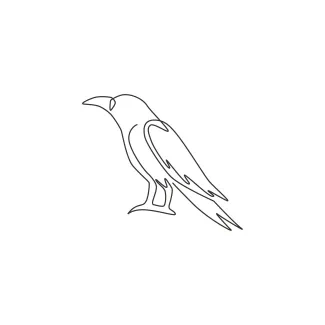 Black Raven Bird "One Line Raven Drawing: A Minimalist Interpretation of Intelligence and Mystery"