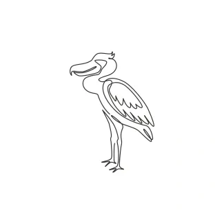 Large Shoebill Big Prehistoric Bird One Line Shoebill Drawing: Sketch a Prehistoric-Looking Bird with Simple Shapes