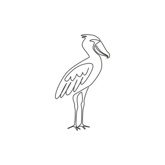 Enormous Shoebill Large Prehistoric Bird One Line Enormous Shoebill Drawing: Discover Prehistoric Bird Shapes in Simple Form