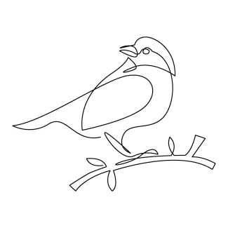 Abstract sparrow bird Sparrow One Line Drawing: Abstract Style Practice for Simple Bird Shapes