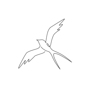 Swallow Cute Bird "One Line Swallow Drawing: A Minimalist Representation of Playful Flight"