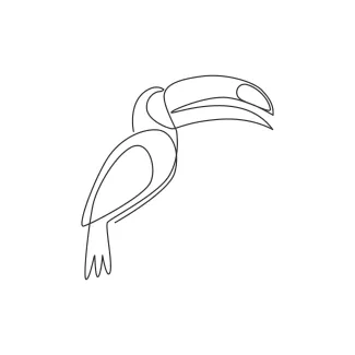Toucan Beautiful Exotic Bird With Peak "Minimalist One Line Toucan Drawing: Capturing the Bold Shape of a Tropical Bird"