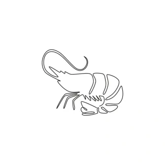 Shrimp Simple One-Line Shrimp Drawing: Practice Shape Recognition with Minimal Effort