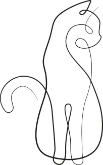 Abstract Cat  Line Drawing – Try Creative Shapes with a Simple Drawing Style