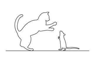  Line Drawing of Cat and Mouse – Practice Fun Animal Shapes with Easy Art